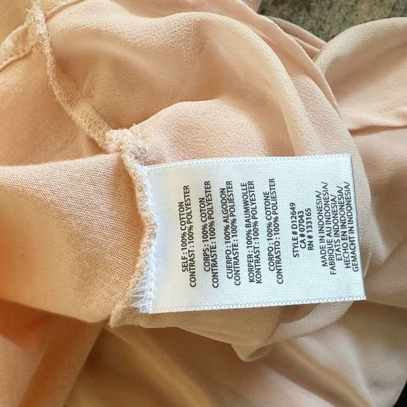 Eri + Ali Blouse Shirt Women's Small Anthropologie Peach Sheer Train Split Back - Picture 5 of 6